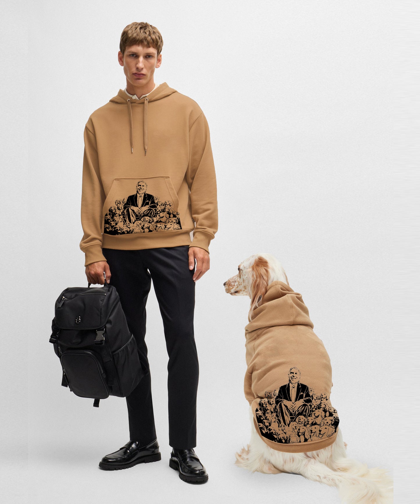 Twinning Men and Dog Hoodie