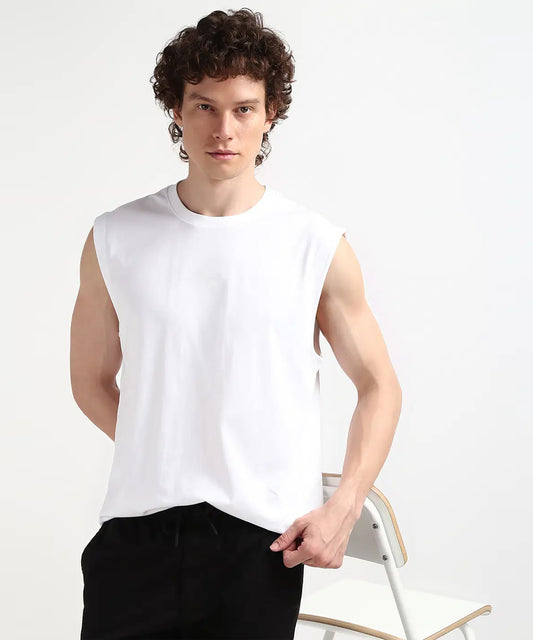 Mens Sleeveless  T-shirt- White