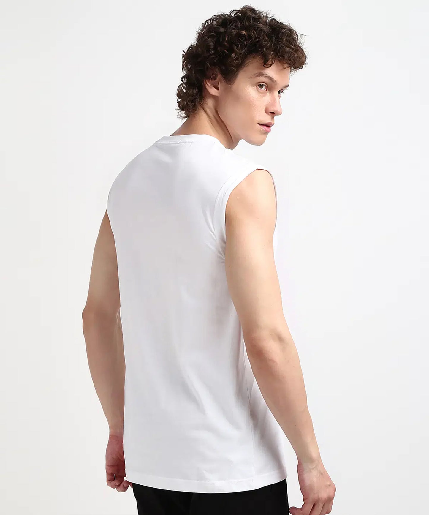 Men Sleeveless T-Shirt- White