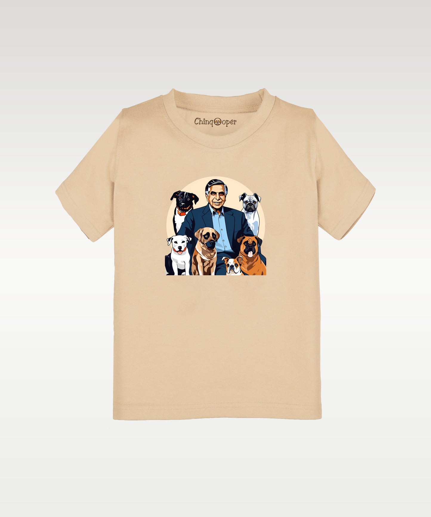 Ratan Tata Printed Kids T-Shirt- Beige