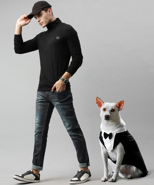 Twinning Men and Dog  T-shirt-Black