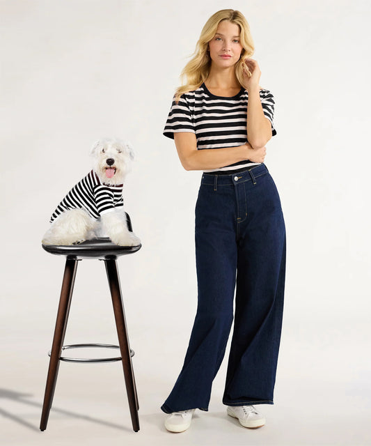 Twinning Women And Dog T-shirt- Black