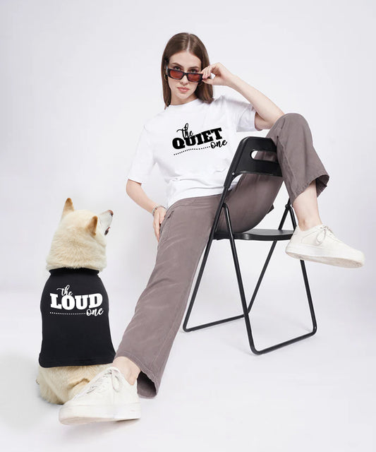 Twinning Women And Dog T-shirt-White